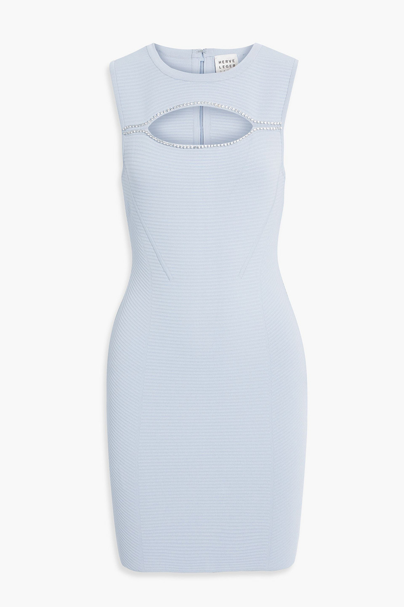 Hervé Léger - Embellished cutout textured-bandage mini dress - Blue - XS