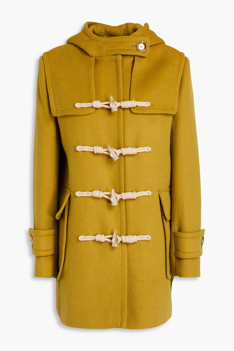 zimmermann - brushed wool-blend felt hooded coat - yellow - 00