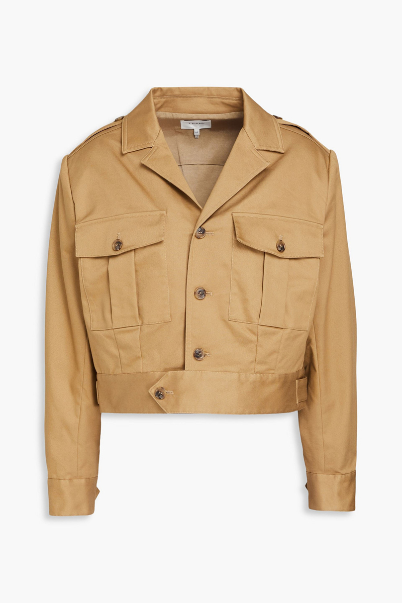 frame - pleated cotton-blend twill jacket - neutral - m