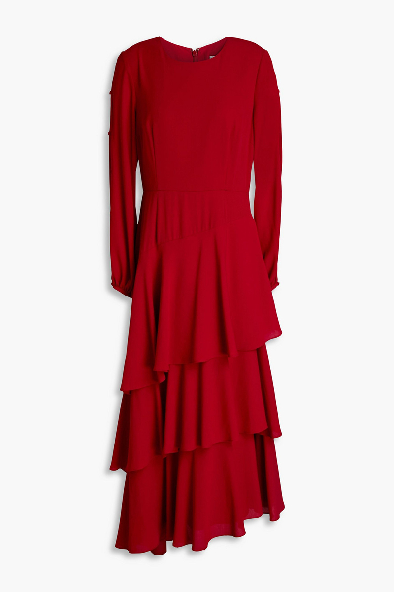 Mikael Aghal - Tiered crepe midi dress - Red - US 6
