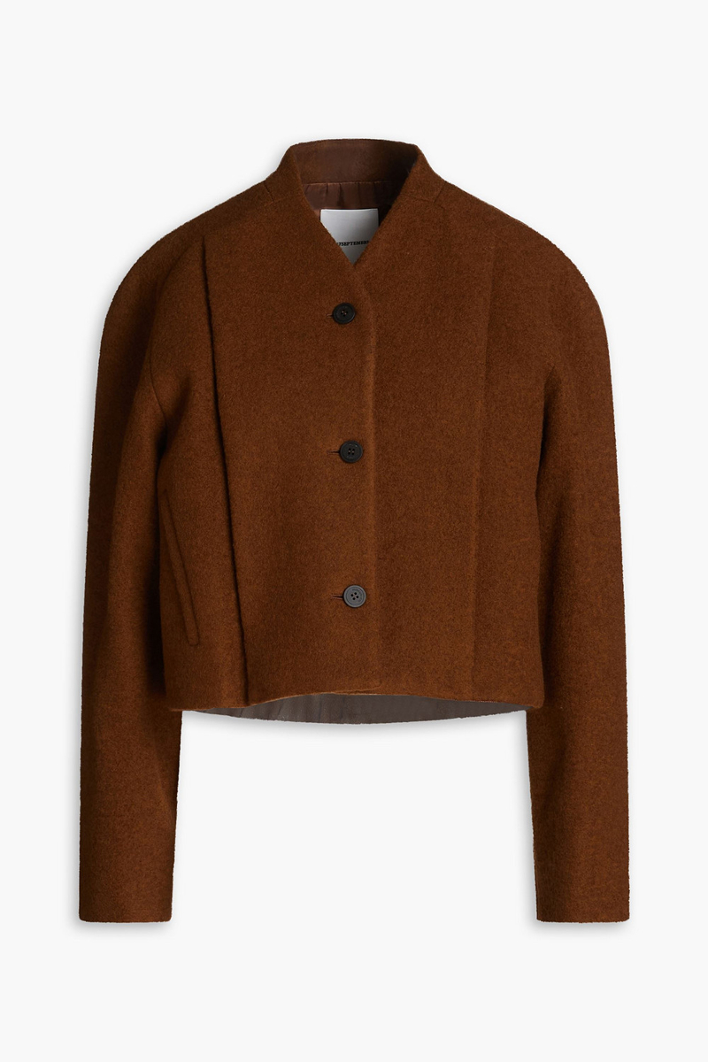 Le 17 Septembre - Oversized pleated wool-blend felt jacket - Brown - FR 38