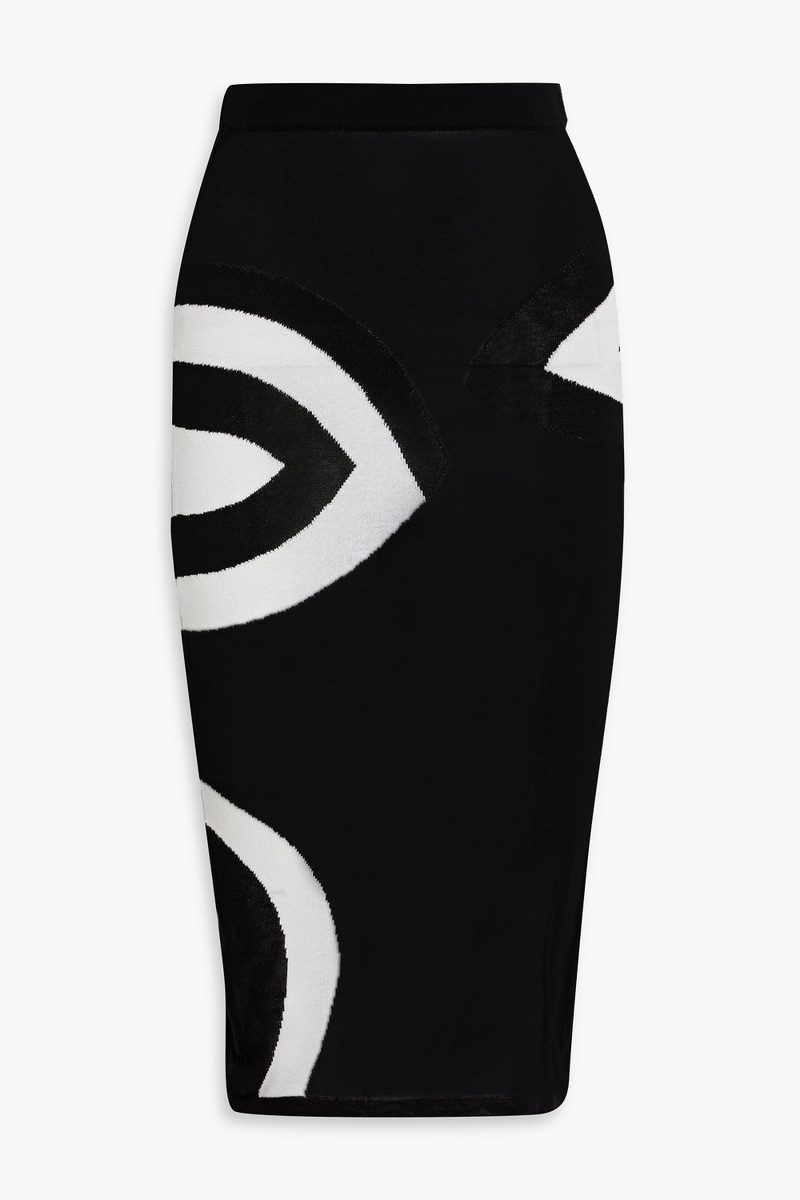 pucci - jacquard-knit cotton-blend pencil skirt - black - m
