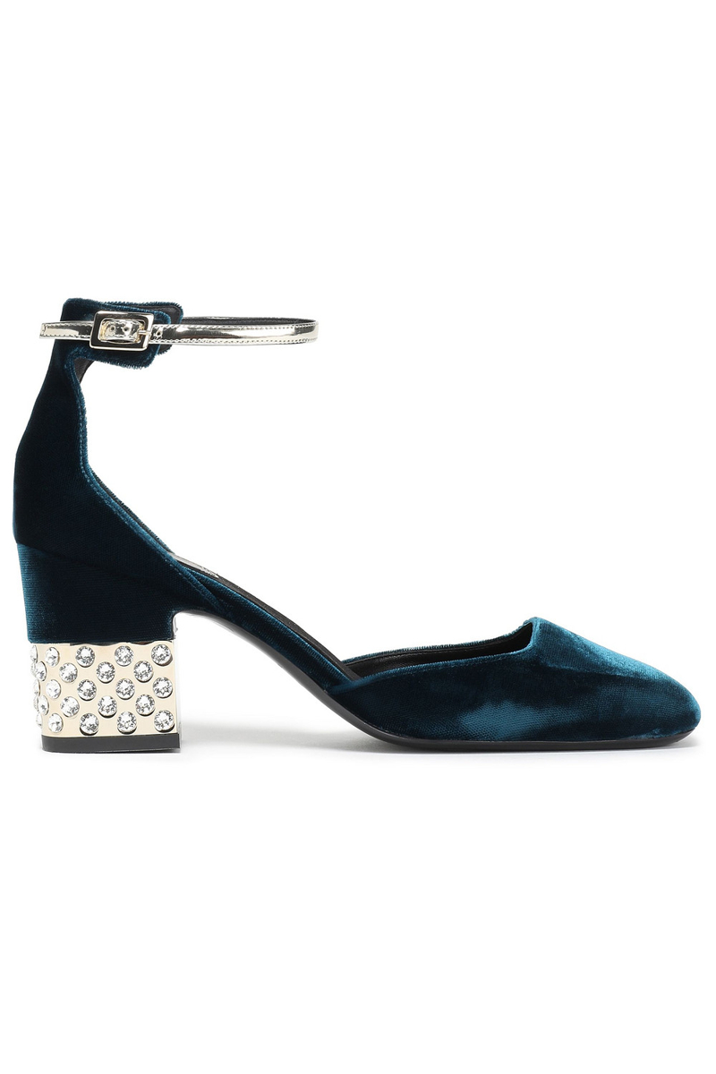 Roger Vivier - Embellished velvet pumps - Blue - EU 36