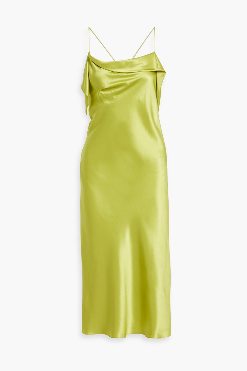 Michelle Mason - Draped silk-satin midi slip dress - Yellow - US 10