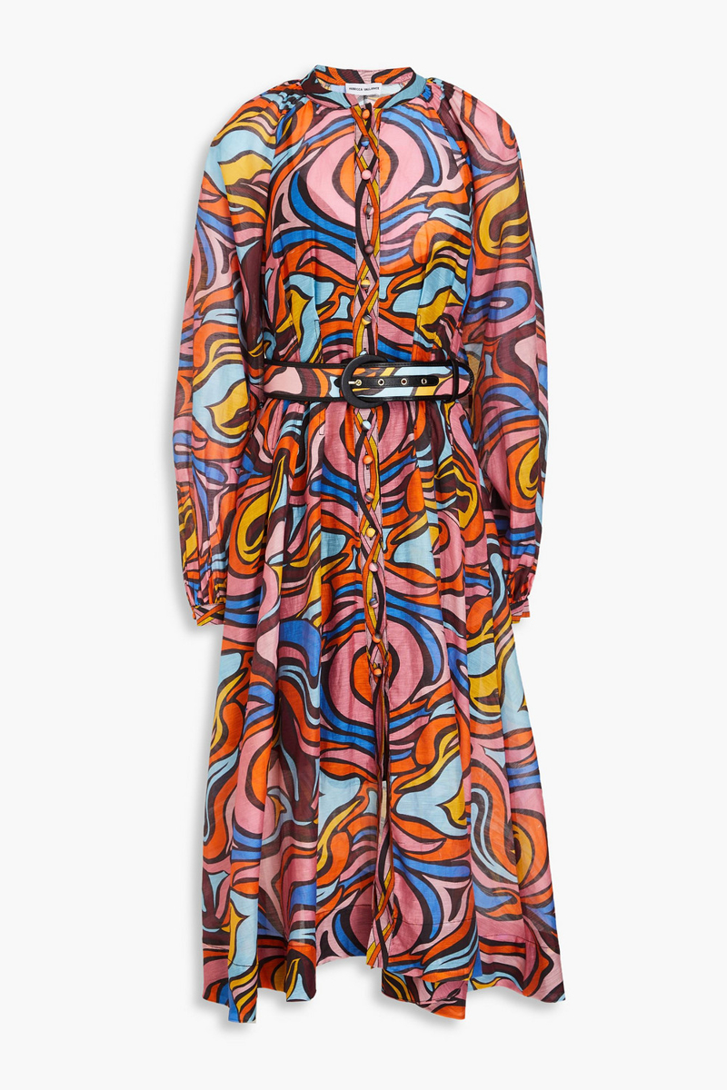 Rebecca Vallance - Chiquita belted printed crepe midi dress - Multicolor - UK 8