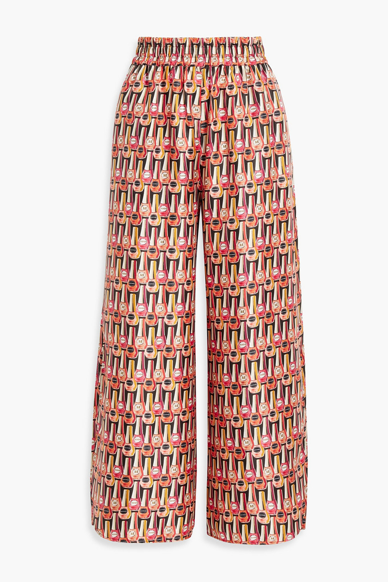 max mara - printed silk-twill wide-leg pants - multicolor - it 36