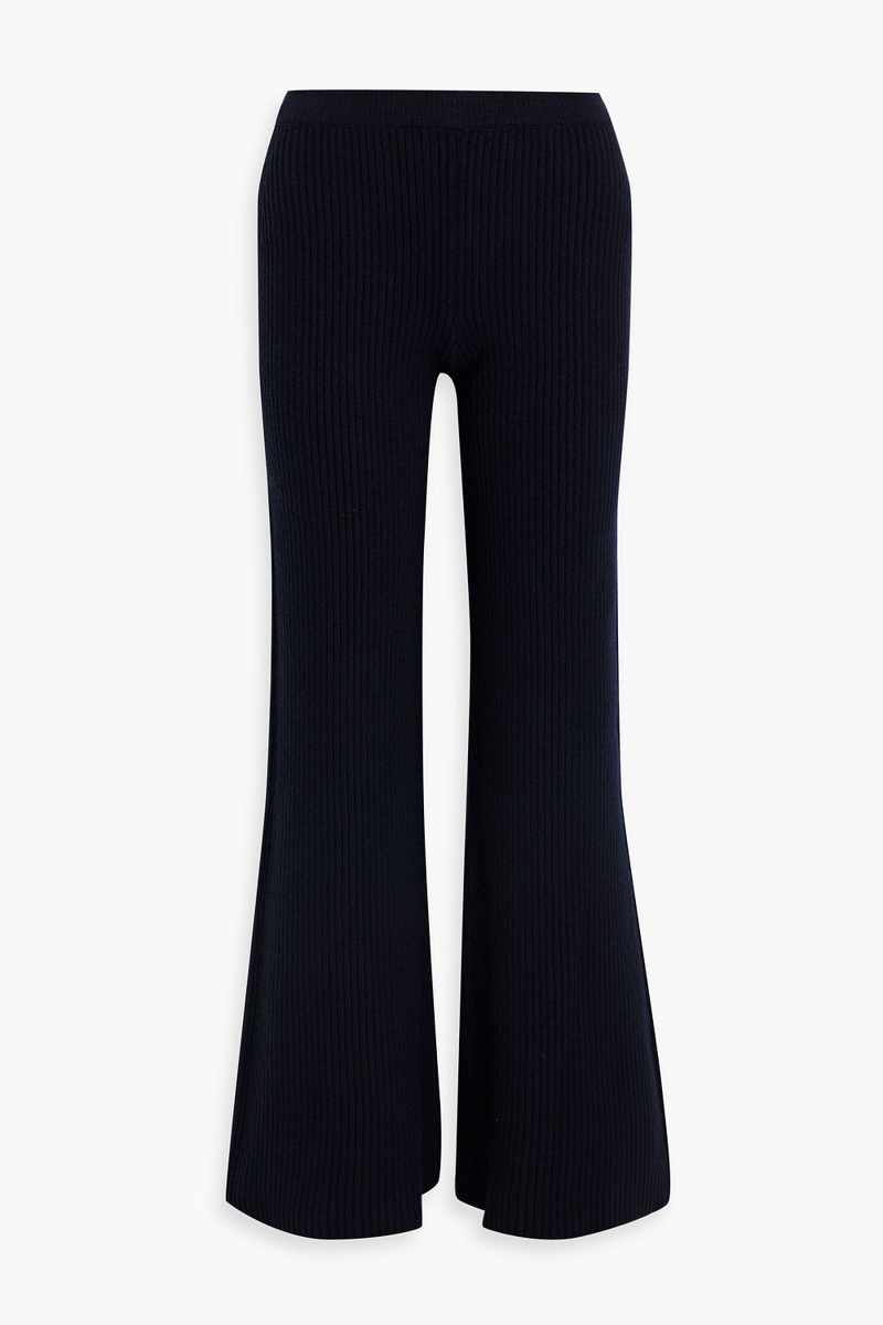 Gabriela Hearst - Nada ribbed cashmere and silk-blend flared pants - Blue - M