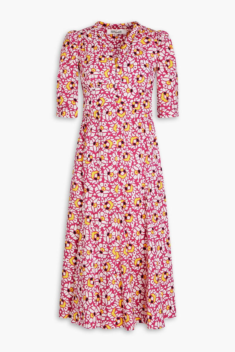 Diane von Furstenberg - Melissa printed stretch-cotton poplin midi dress - Pink - US 14