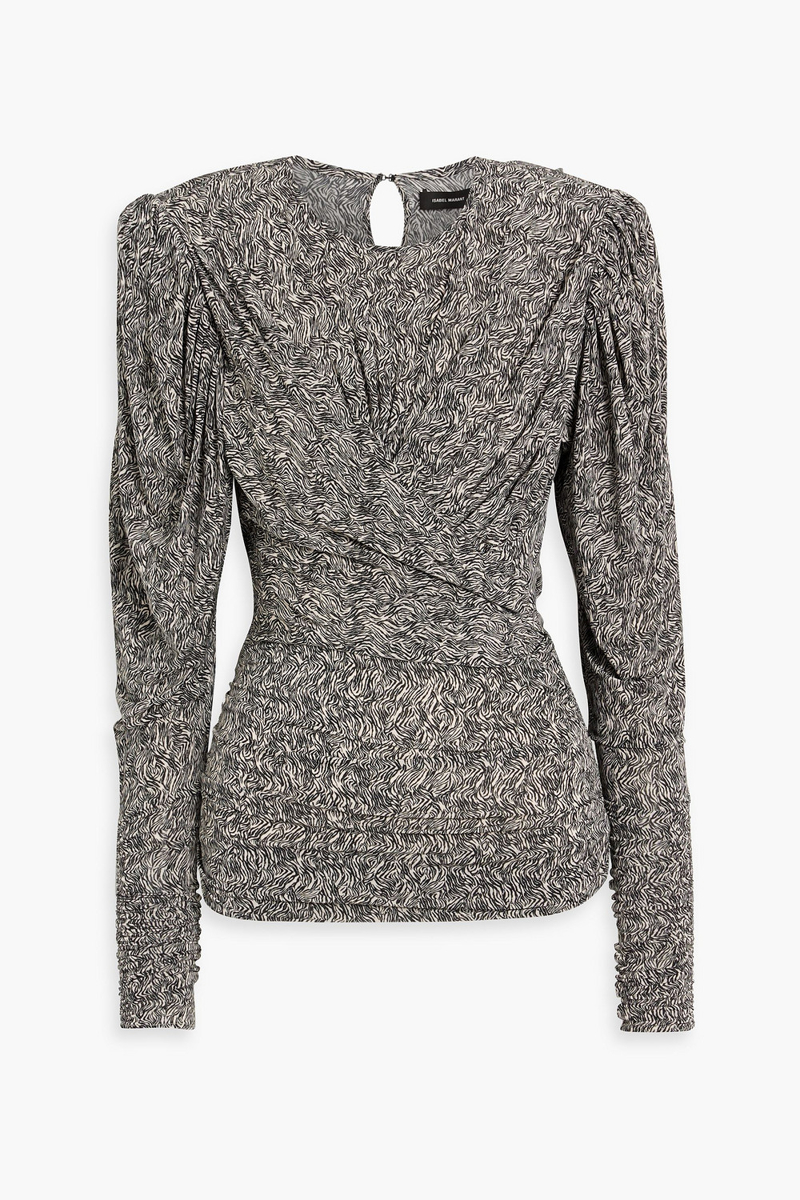 Isabel Marant - Gimli ruched printed jersey top - Black - FR 34