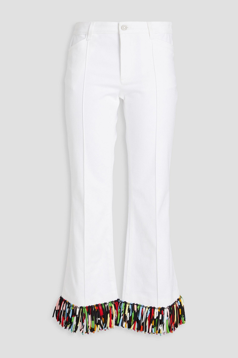 pucci - fringed cotton-blend drill kick-flare pants - white - it 42