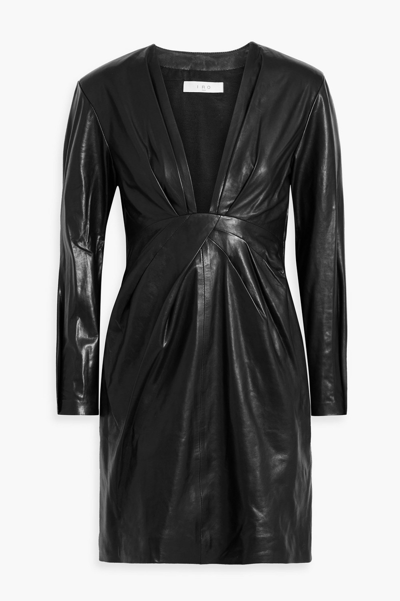 iro - enali draped leather mini dress - black - fr 36
