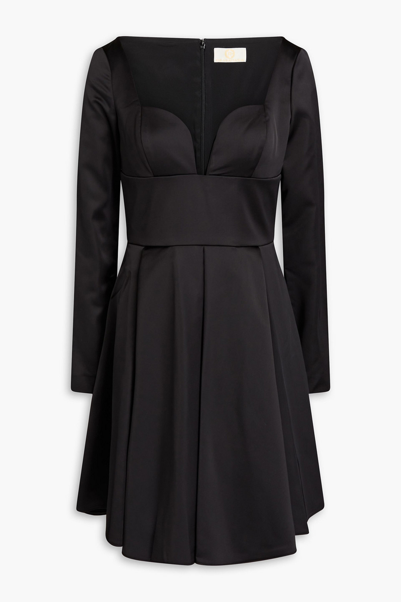 Sara Battaglia - Pleated satin mini dress - Black - IT 40