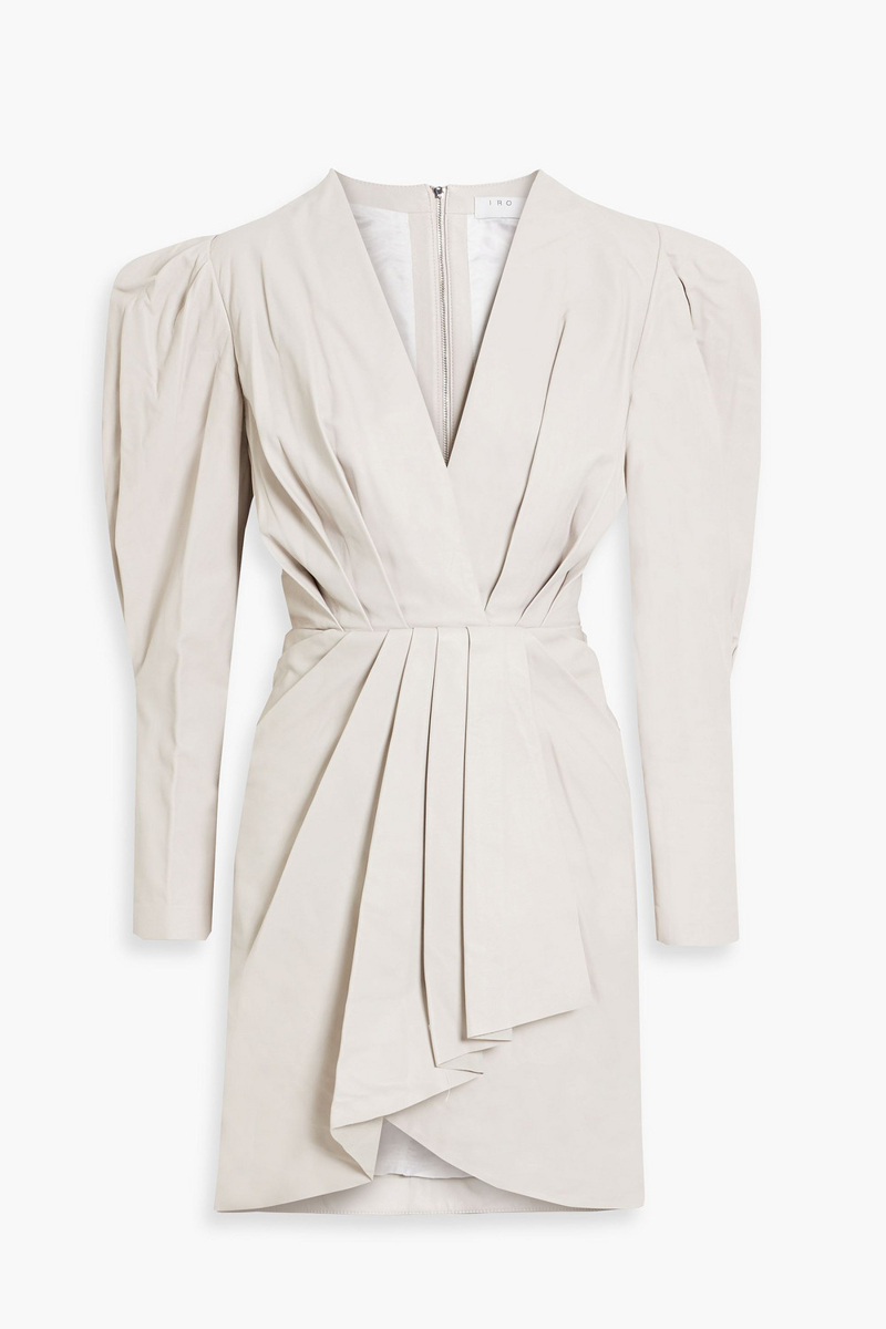 IRO - Sumai wrap-effect pleated leather mini dress - White - FR 40