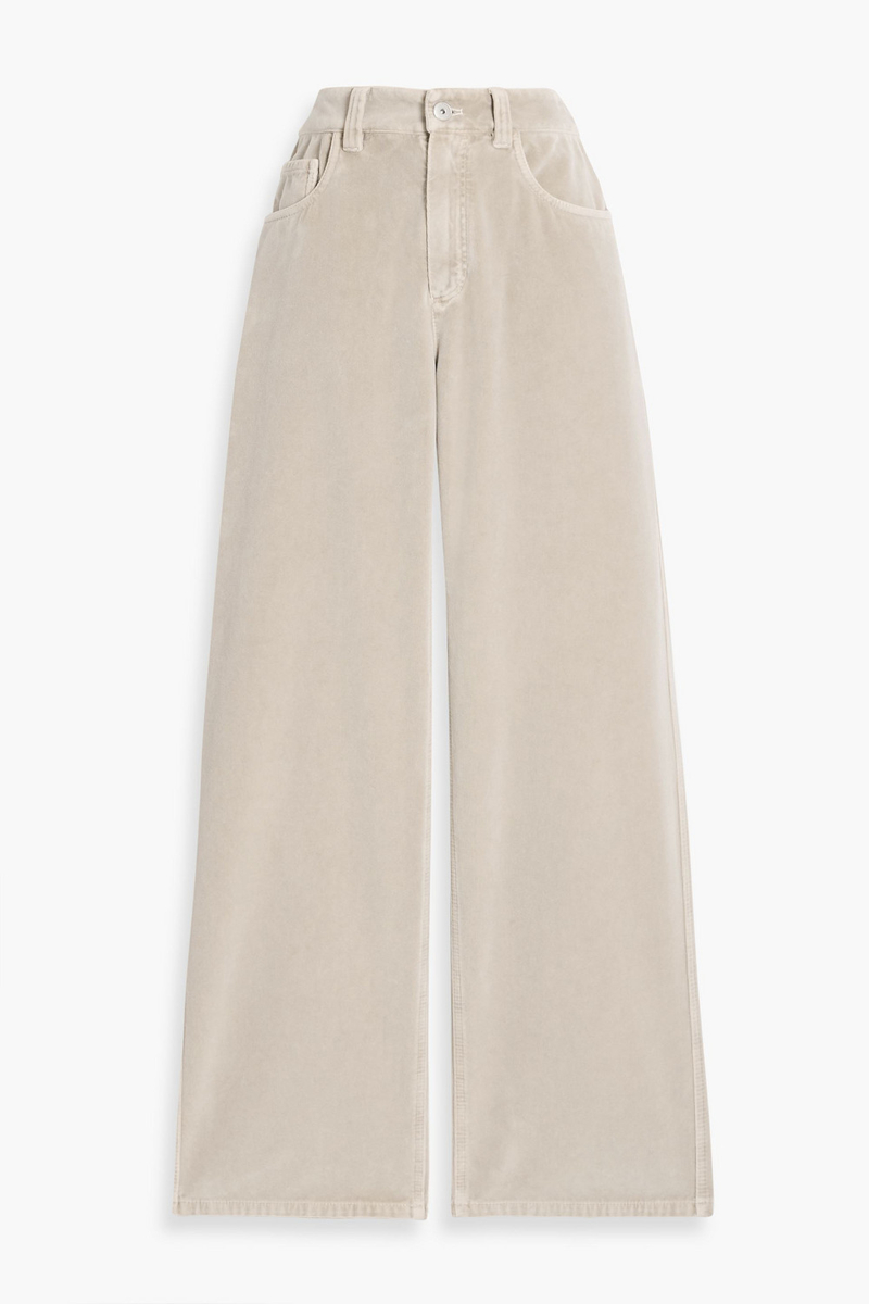 brunello cucinelli - cotton-velvet straight-leg pants - neutral - it 38