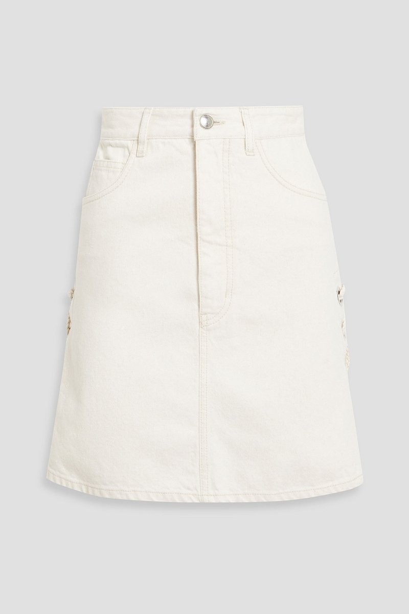 chloé - lace-up denim mini skirt - white - fr 34