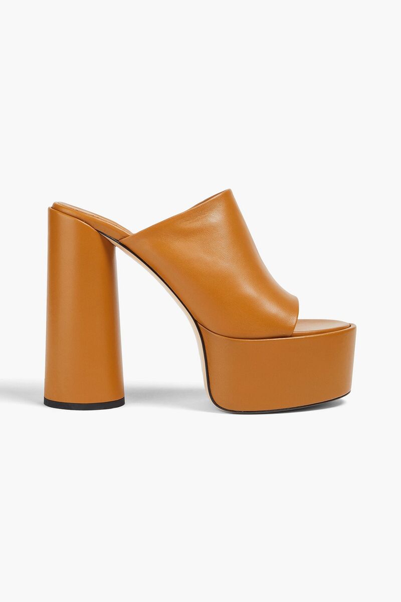Wandler - Electra leather platform mules - Brown - EU 37