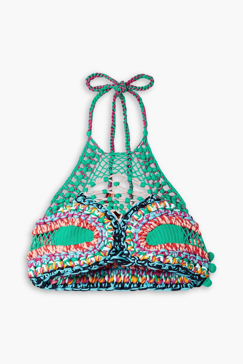 Etro - Cropped open-back crocheted halterneck top - Blue - IT 42