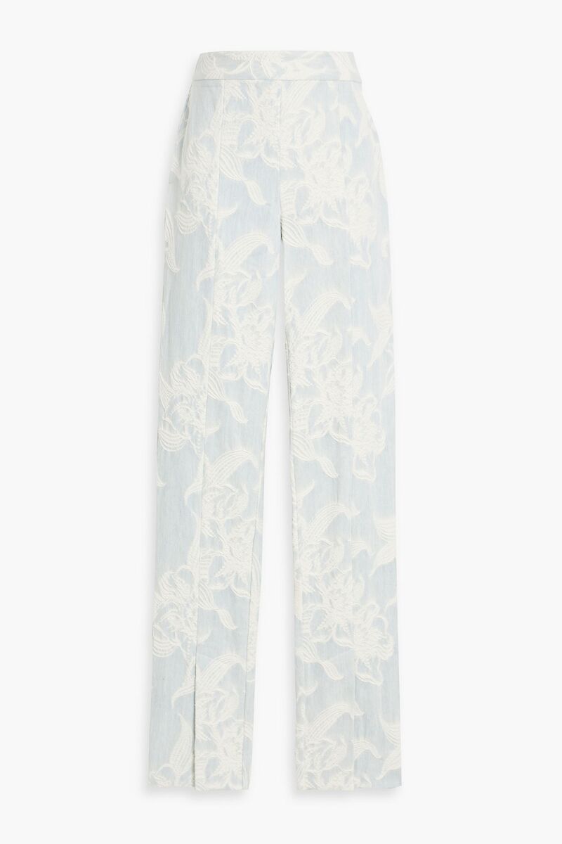 Zimmermann - Embroidered mid-rise straight-leg jeans - Blue - 00