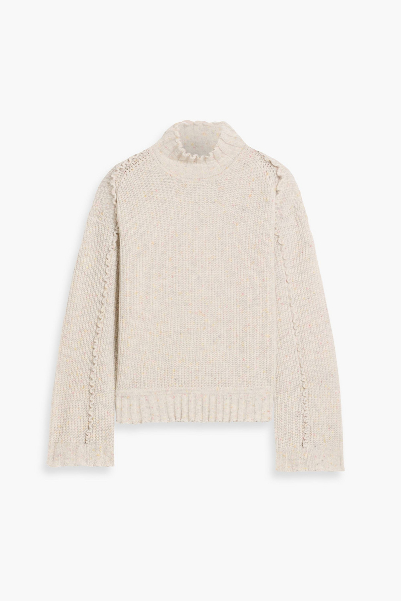 autumn cashmere - donegal cashmere turtleneck sweater - white - s