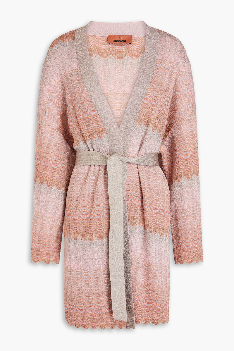 missoni - belted metallic crochet-knit cardigan - pink - it 38