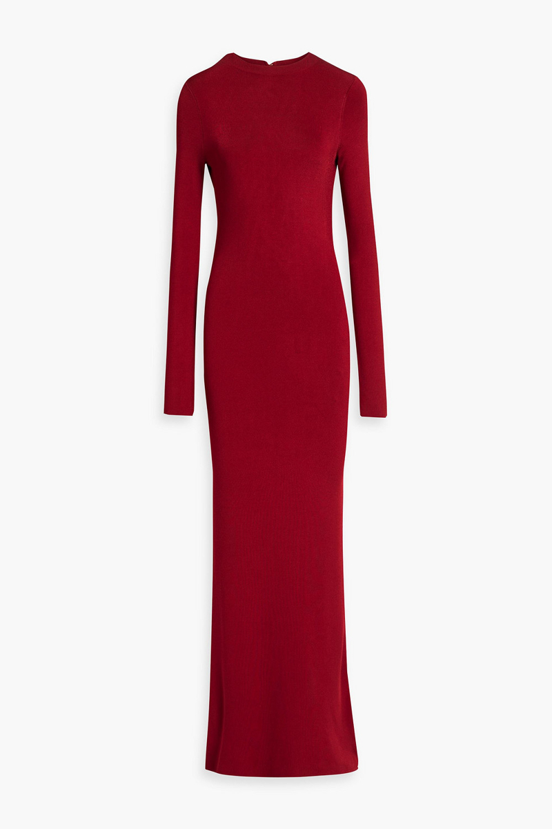 Galvan London - Open-back faux pearl-embellished stretch-jersey gown - Red - XL