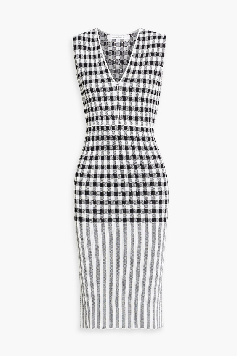 Another Tomorrow - Printed jacquard-knit dress - Black - S