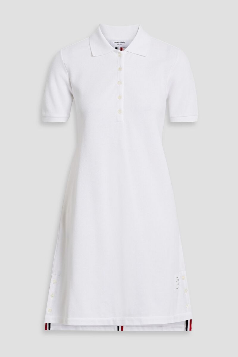 Thom Browne - Striped cotton-piqué mini shirt dress - White - IT 46
