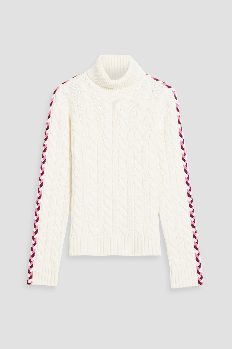 derek lam 10 crosby - embroidered cable-knit wool turtleneck sweater - white - xl