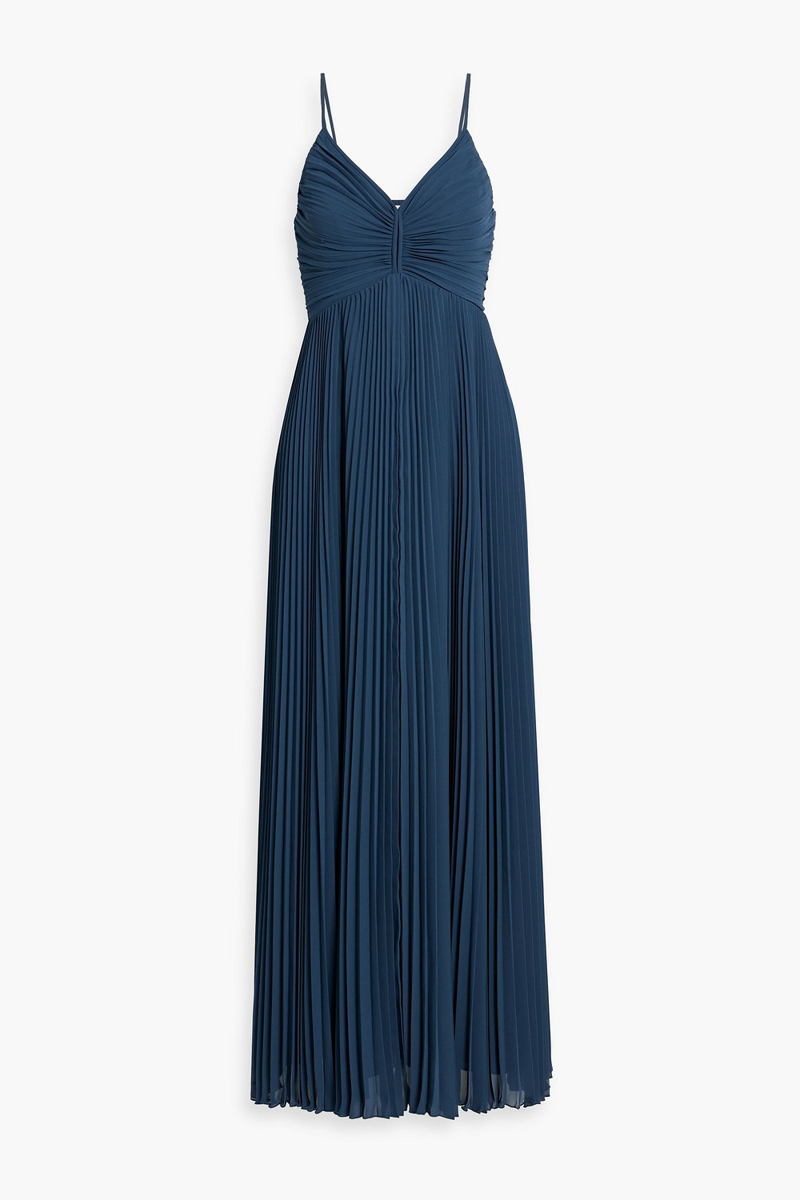 diane von furstenberg - ima pleated chiffon maxi dress - blue - us 0