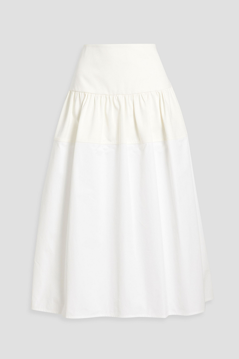 jil sander - tiered cotton-twill and cotton-poplin midi skirt - white - fr 34