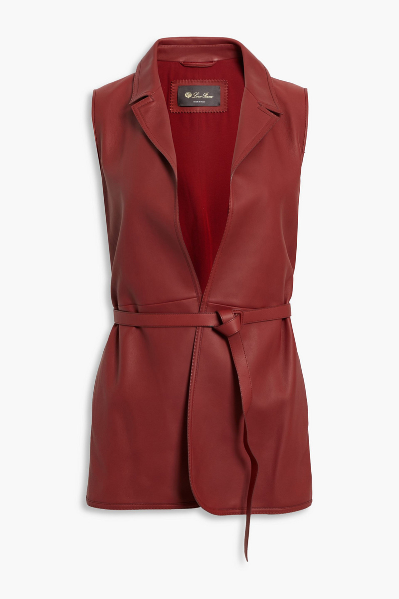 loro piana - belted leather vest - red - m