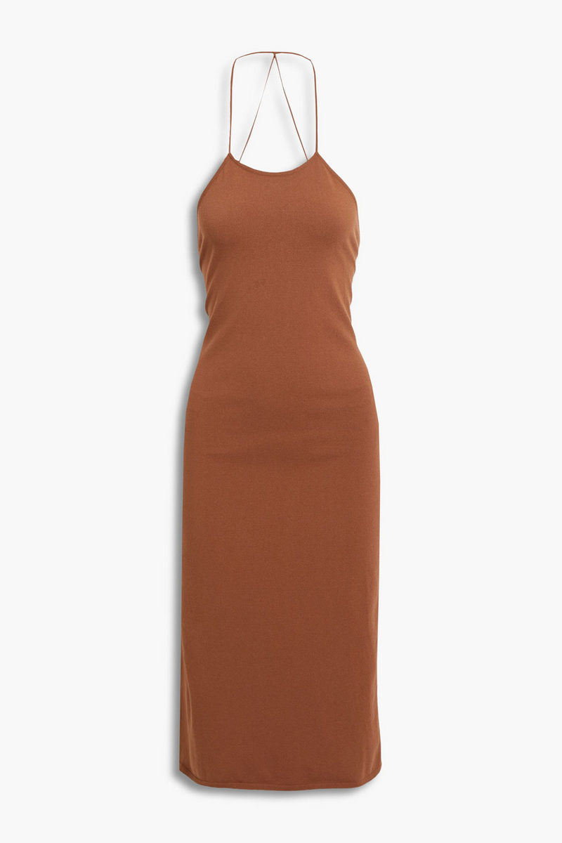 Zeynep Arcay - Stretch-jersey halterneck midi dress - Brown - US 8