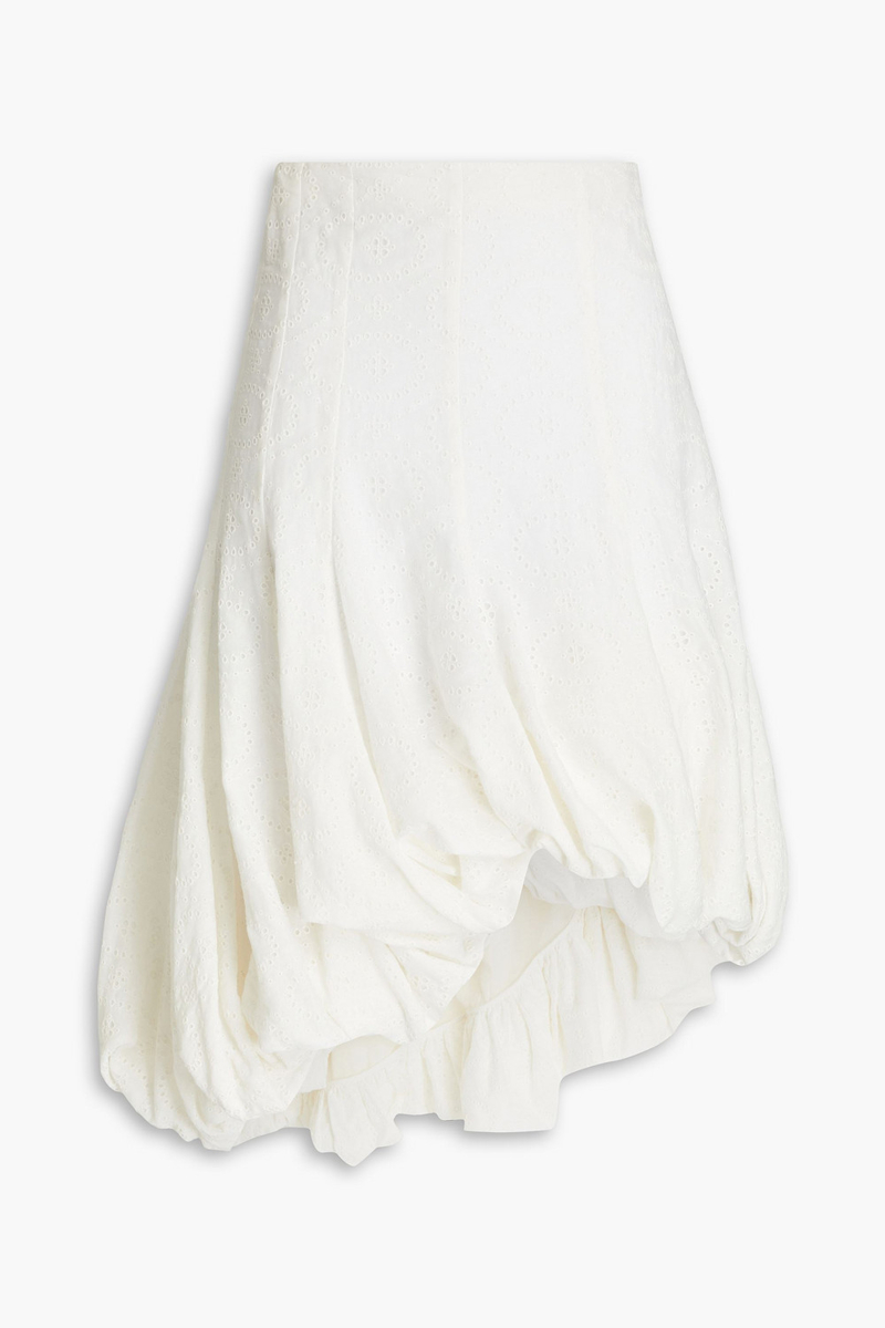 Chloé - Asymmetric cotton-blend broderie anglaise skirt - White - FR 34
