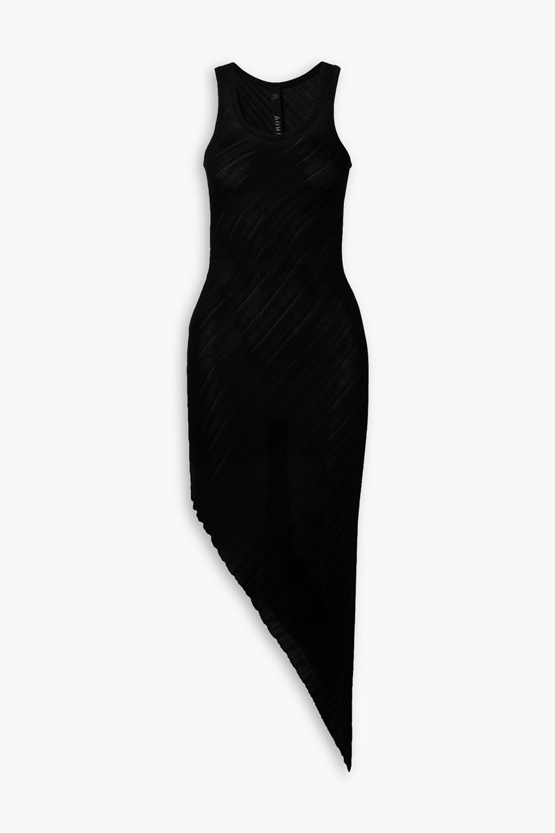 Petar Petrov - Alic asymmetric ribbed silk midi dress - Black - FR 42