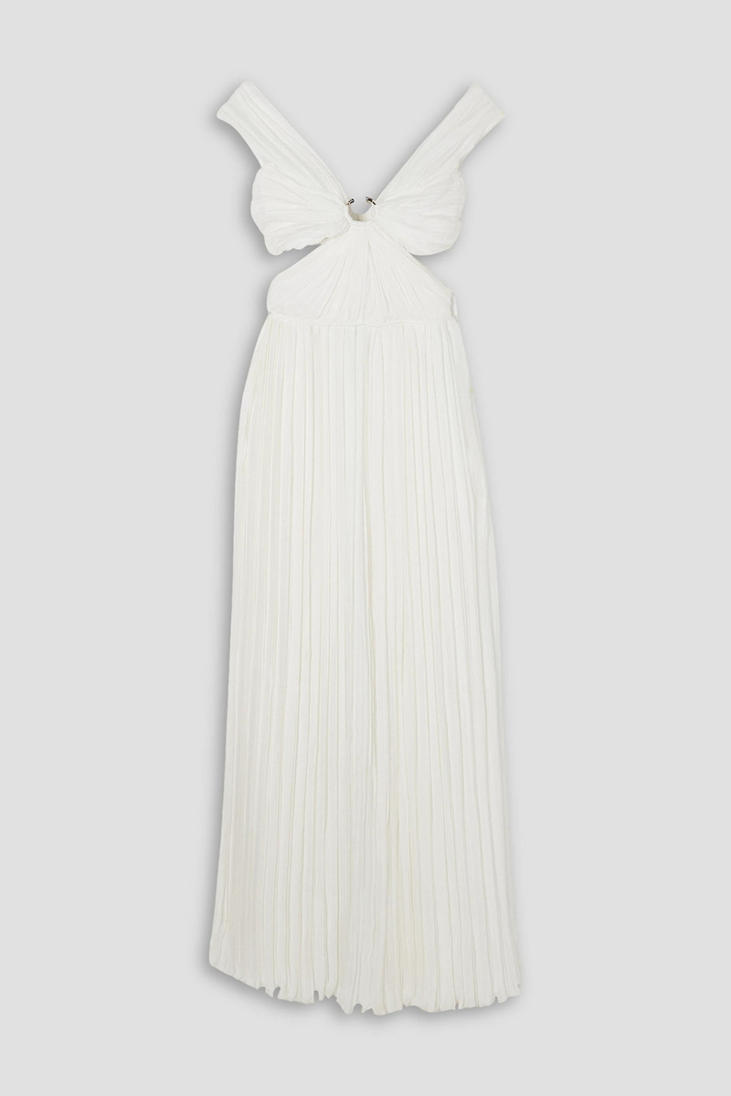 Chloé - Cutout pleated silk-chiffon gown - White - FR 42