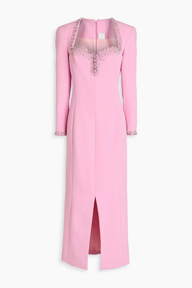 Huishan Zhang - Eleanor crystal-embellished crepe midi dress - Pink - UK 8