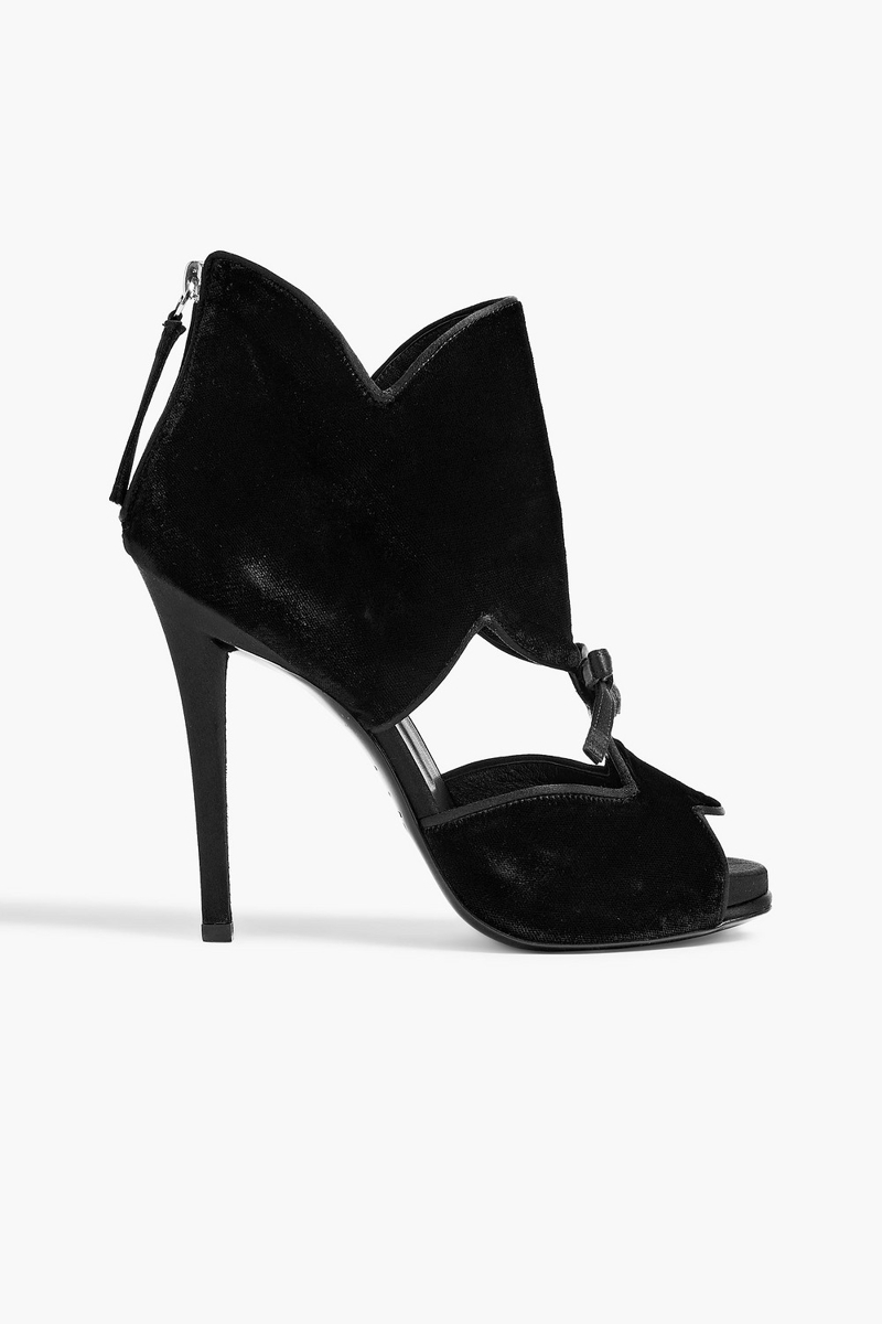 Roger Vivier - Bow-embellished satin-trimmed velvet sandals - Black - EU 37.5
