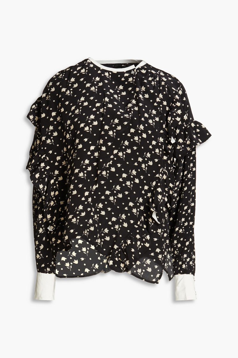Isabel Marant - Kacila floral-print silk crepe de chine blouse - Black - FR 36