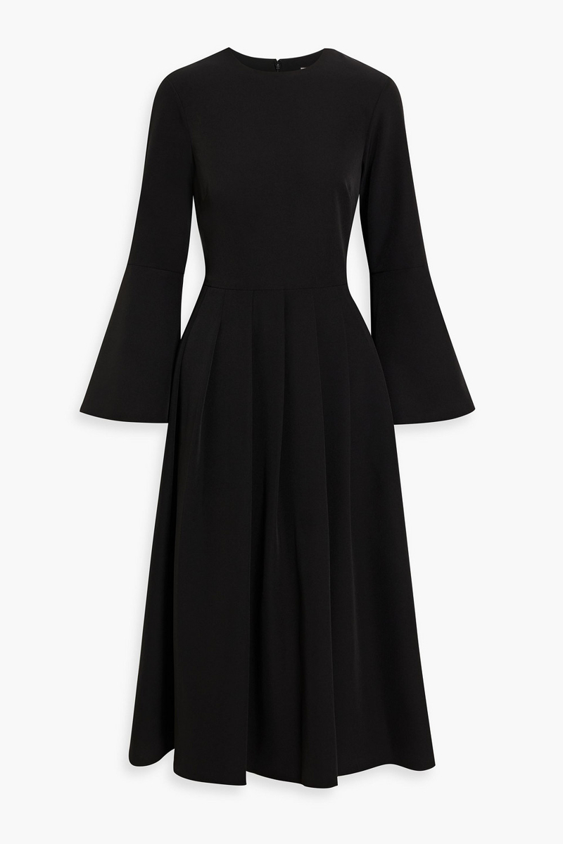 mikael aghal - pleated crepe midi dress - black - us 2