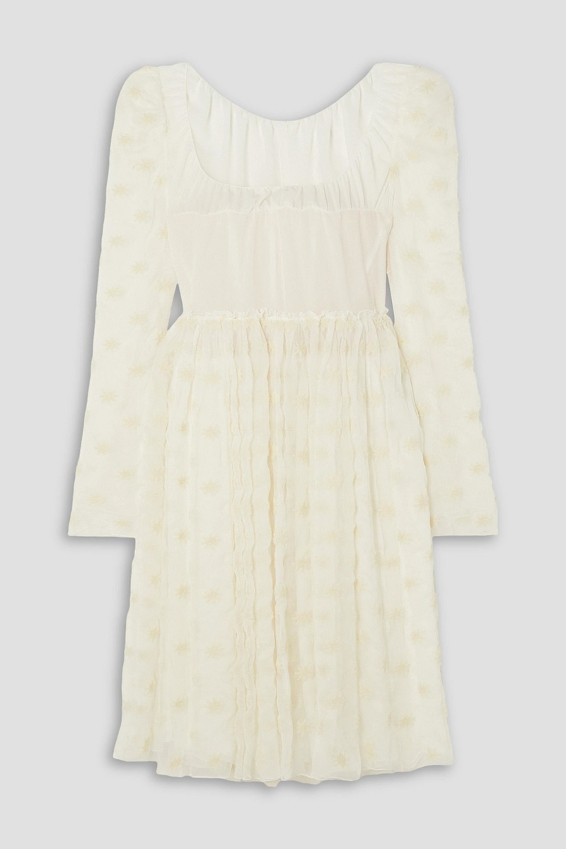 Chloé - Embroidered silk-chiffon and georgette dress - White - FR 36