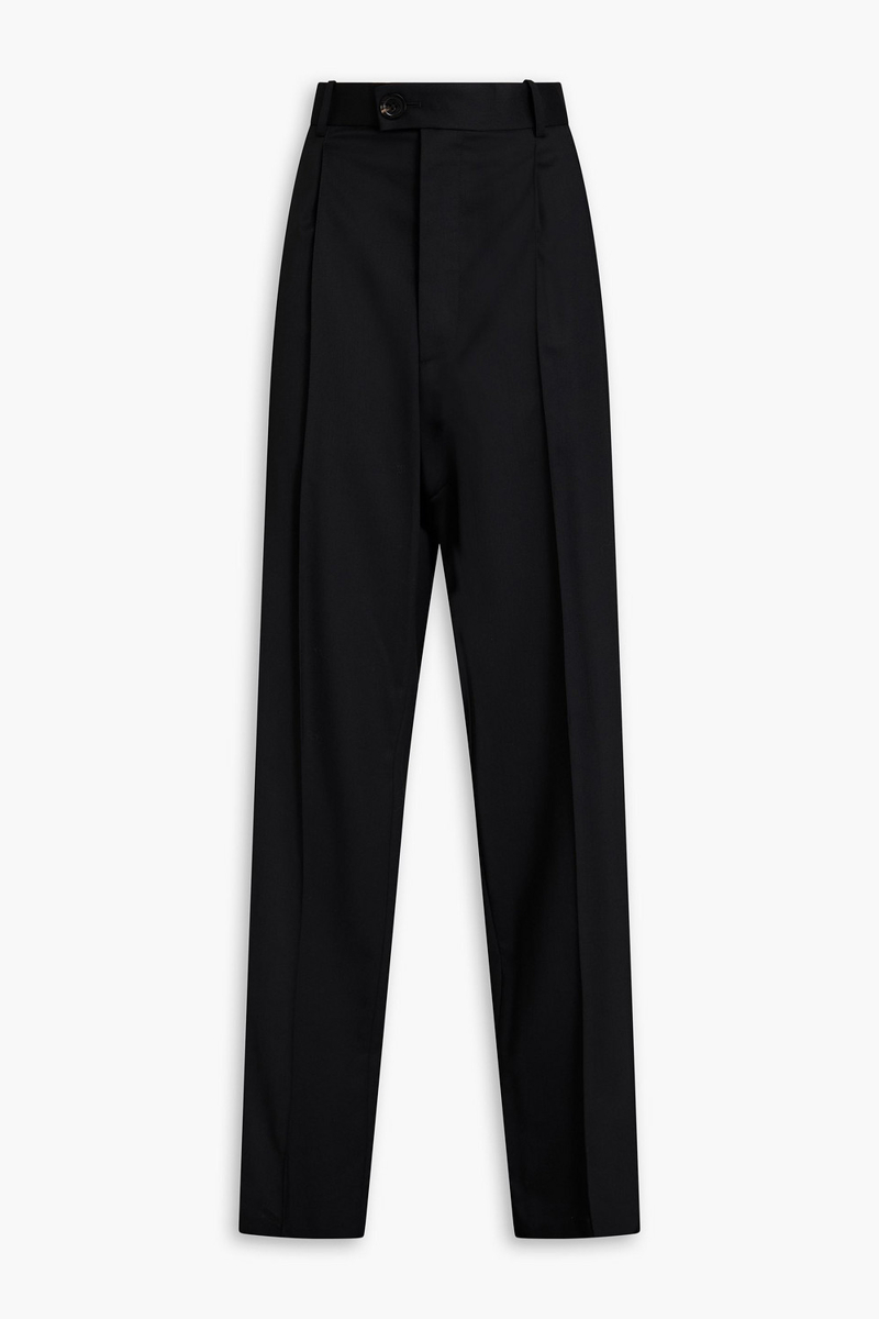 peter do - pleated wool-blend twill straight-leg pants - black - s
