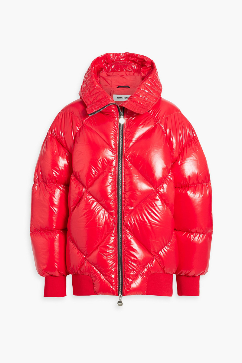 ienki ienki - quilted shell hooded down jacket - red - m
