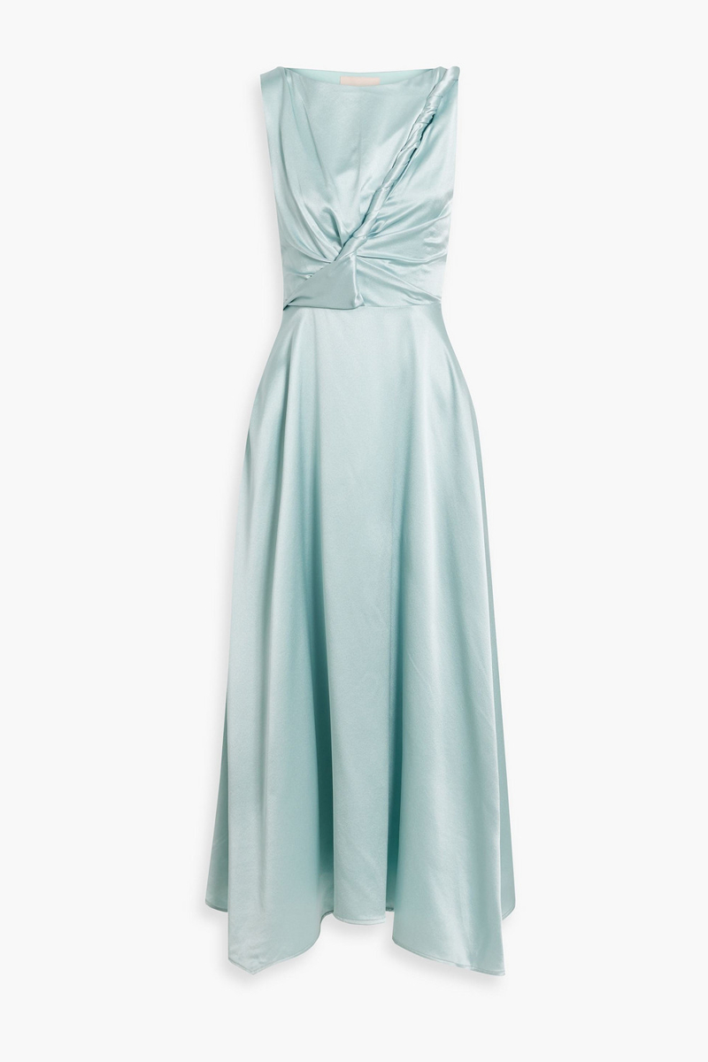 Roksanda - Brida twisted cutout silk-satin midi dress - Blue - UK 12