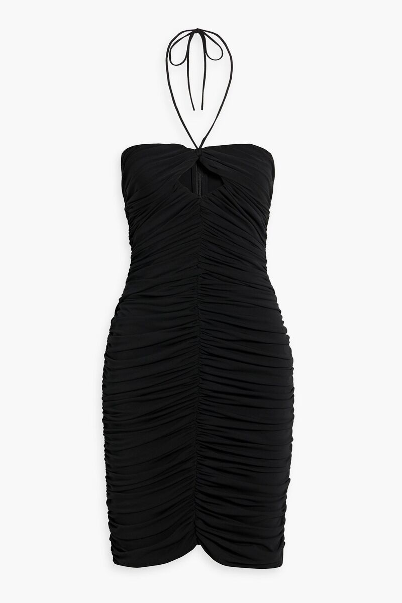 Magda Butrym - Ruched cutout stretch-jersey halterneck mini dress - Black - FR 38