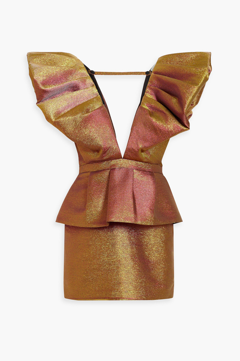 Ronny Kobo - Ruffled iridescent lamé mini dress - Metallic - M