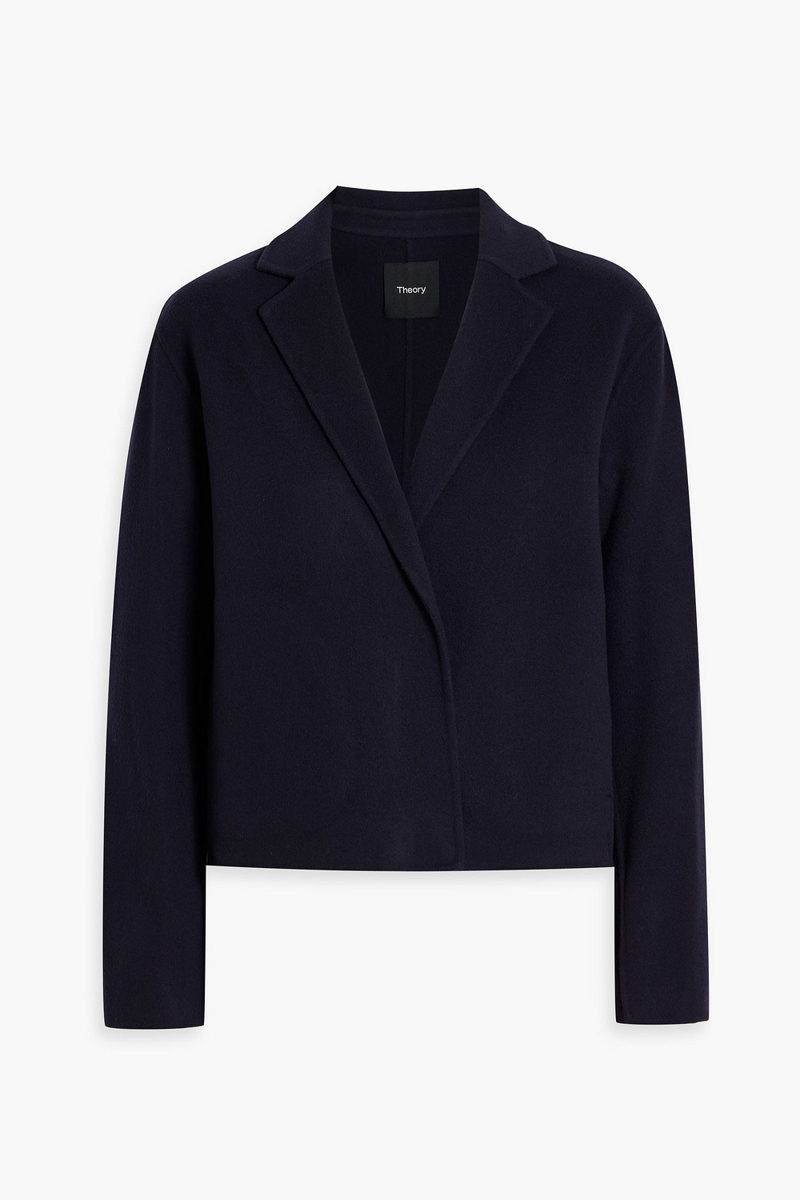 theory - wool and cashmere-blend felt blazer - blue - xs