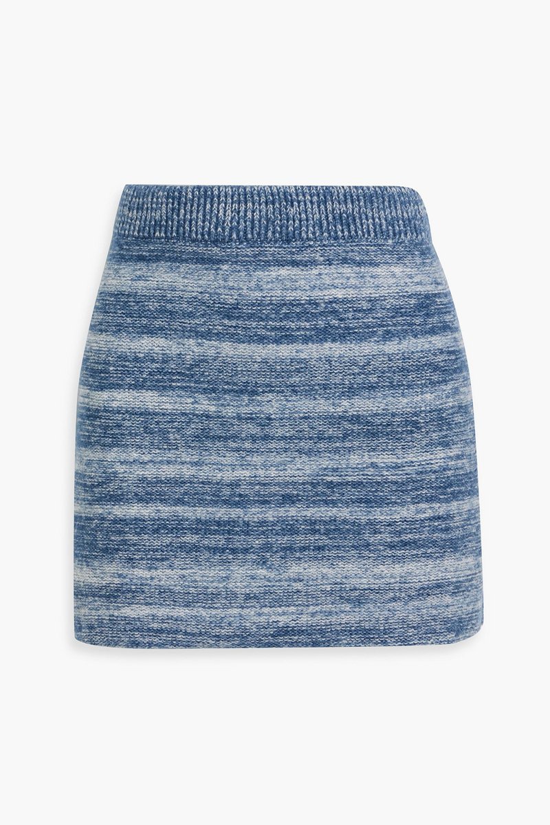 the elder statesman - nimbus striped cashmere and cotton-blend mini skirt - blue - s