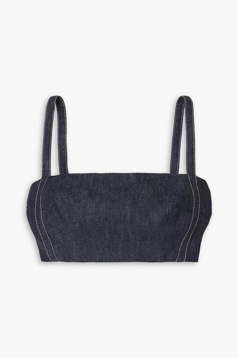 Emilia Wickstead - Fabiola cropped denim top - Blue - UK 16