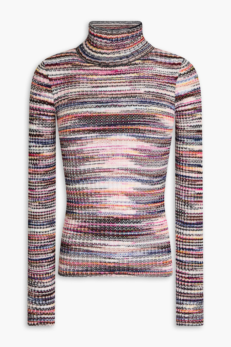 missoni - space-dyed ribbed-knit turtleneck sweater - multicolor - it 38