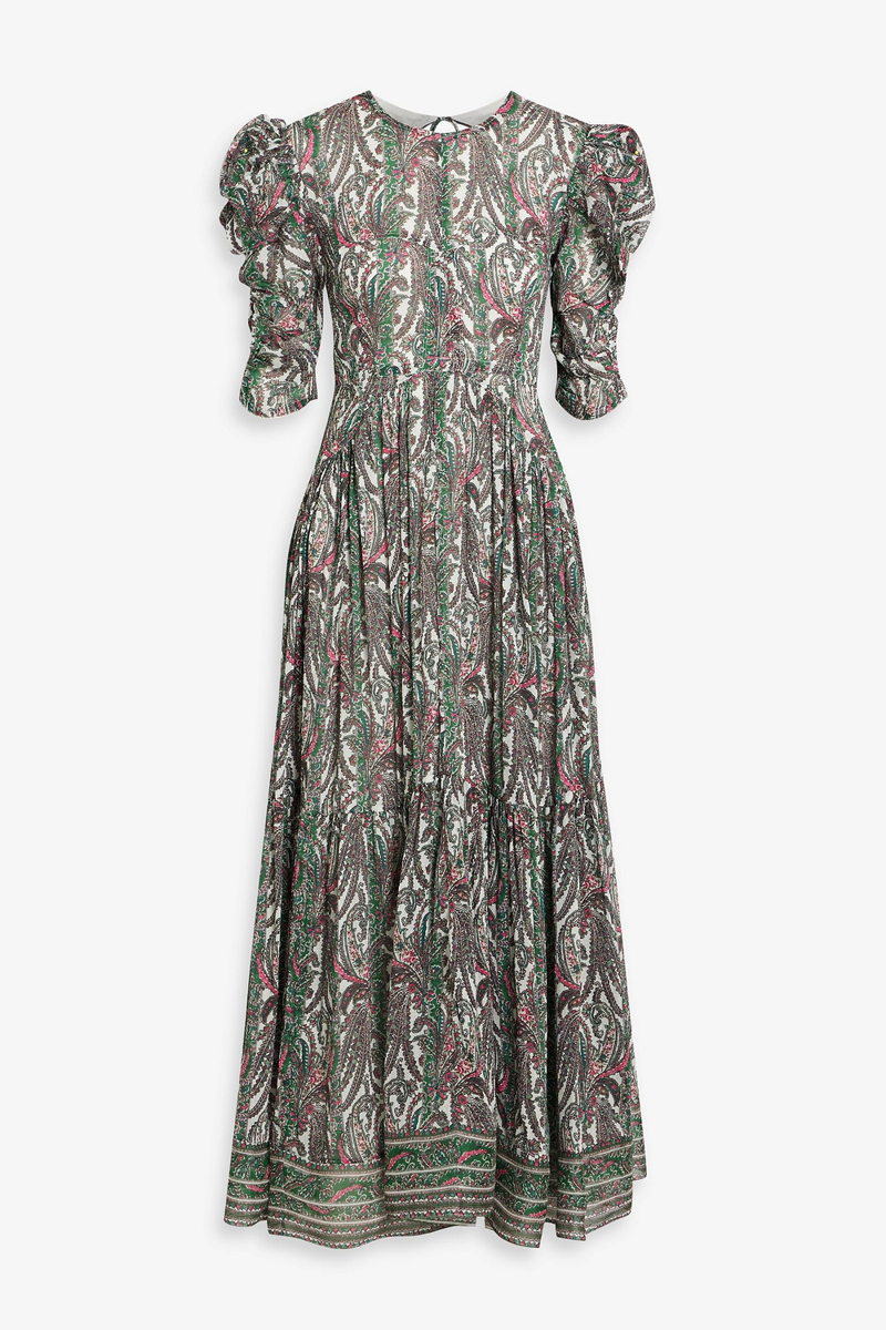 isabel marant - bealisa paisley-print cotton and silk-blend crepon maxi dress - green - fr 34